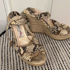 Jimmy Choo wrap around snake embossed sandals